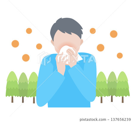 A man with hay fever whose nose won't stop running. 137656239