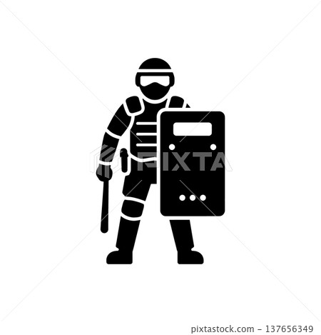 Riot Control Officer Protection Icon Riot Control Officer Protection Icon 137656349