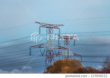 Electricity pylon and nature, real life photo Electricity pylon and nature, real life photo 137656552