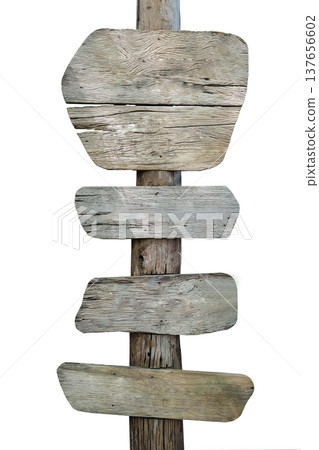 Wooden signpost isolated on white background 137656602