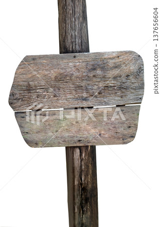 Wooden signpost isolated on white background 137656604