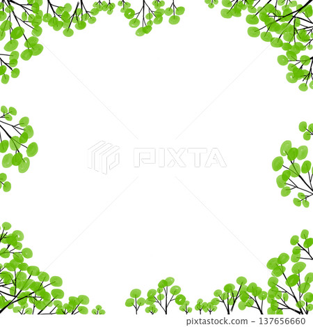 植物邊框背景，配上鮮亮的綠葉，自然植物插圖。 137656660