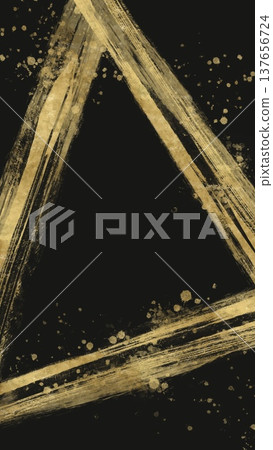 一款16:9寬高比的直式抽象深色模板。日式橫幅,黑色背景,飾以金色三角形筆觸和潑濺圖案。 一款16:9寬高比的直式抽象深色模板。日式橫幅,黑色背景,飾以金色三角形筆觸和潑濺圖案。 137656724