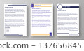 Three blank A4 letter templates are displayed in a neat arrangement. Each template has a different layout for company name and address details. These can be used for business communication 137656845