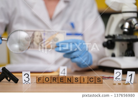 Exploring the world of forensics through detailed examination of evidence in a lab setting Exploring the world of forensics through detailed examination of evidence in a lab setting 137656980