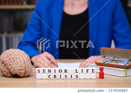 Exploring the complexities of aging and mental health during a senior life crisis with engaging visuals and thoughtful reflections 137656987