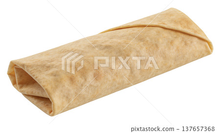 Rolled Tortilla Wrap Isolated Fast Food Closeup 137657368