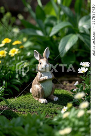 Rabbit-shaped ornaments in the garden Rabbit-shaped ornaments in the garden 137657430