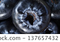 Close up Fresh blueberries healthy food in wooden bowl 137657432
