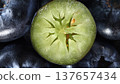 Close up Fresh blueberries healthy food in wooden bowl 137657434