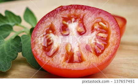 Fresh red tomatoes in a wooden plate. Fresh red tomatoes in a wooden plate. 137657491