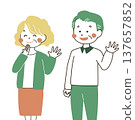 Smiling senior couple illustration, middle-aged couple material 137657852