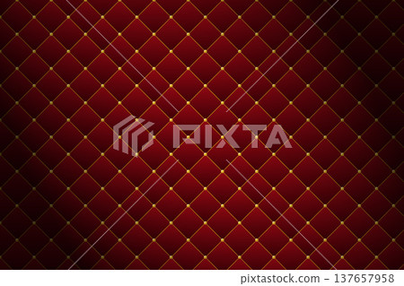 seamless dark red background with quilted squares, vector illustration with luxury padding upholstery leather texture 137657958