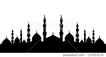 mosque, silhouette, vector 137658178