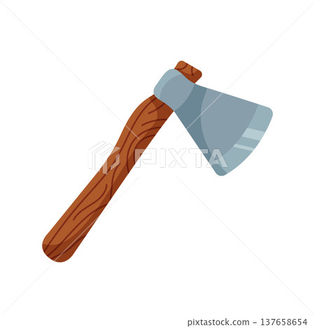 Axe. Isolated vector illustration in flat cartoon style. Axe. Isolated vector illustration in flat cartoon style. 137658654