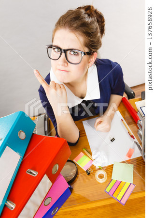 Angry mad bossy businesswoman being furious Angry mad bossy businesswoman being furious 137658928