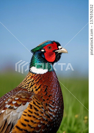 色彩斑斓的野鸡特写 137659282