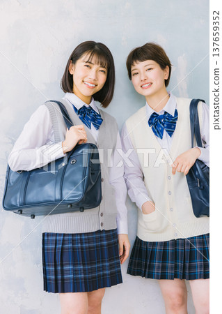 Smiling, close-knit high school girls 137659352