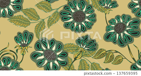 seamless pattern with flowers 137659395