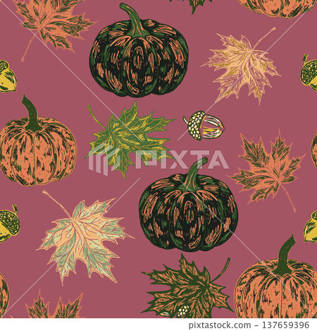 seamless pattern with pumpkins seamless pattern with pumpkins 137659396
