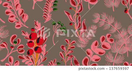 floral seamless pattern with branches and flowers floral seamless pattern with branches and flowers 137659397