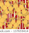 seamless pattern with orange and orange flowers 137659414