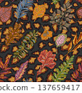 seamless pattern with autumn leaves 137659417