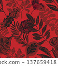 seamless pattern with tropical leaves 137659418