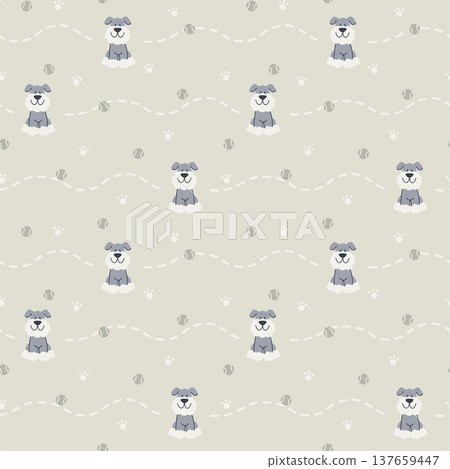 seamless minimal Cute Dog Face with tennis ball, Pastel Nursery repeat pattern background, flat jpg illustration graphic design seamless minimal Cute Dog Face with tennis ball, Pastel Nursery repeat pattern background, flat jpg illustration graphic design 137659447