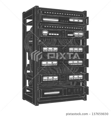 Data Center Server Rack Network Equipment vector Data Center Server Rack Network Equipment vector 137659830