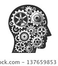 Human Head Silhouette With Mechanical Gears vector 137659853