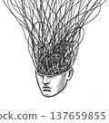 Human Head With Chaotic Thought Lines vector 137659855