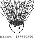 Human Head With Chaotic Thought Lines vector 137659859