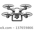 Quadcopter Drone With Camera engraving vector 137659866