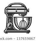 Stand Mixer Kitchen Appliance engraving vector 137659867