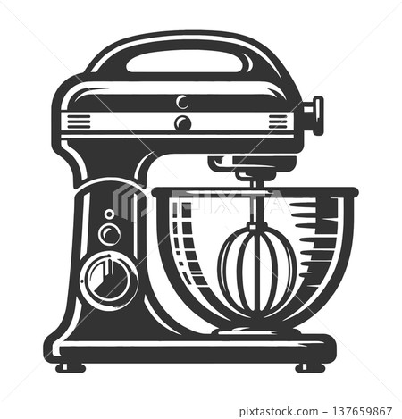 Stand Mixer Kitchen Appliance engraving vector Stand Mixer Kitchen Appliance engraving vector 137659867