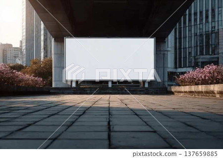 Billboard sign mockup in the urban environment, blank space to display your advertising or branding campaign. Billboard sign mockup in the urban environment, blank space to display your advertising or branding campaign. 137659885