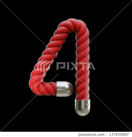 Red rope Font Number 4 FOUR 3D 137659907