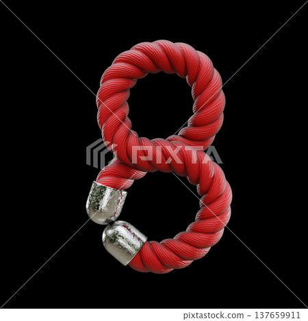 Red rope Font Number 8 EIGHT 3D 137659911