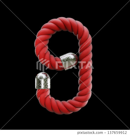 Red rope Font Number 9 NINE 3D 137659912