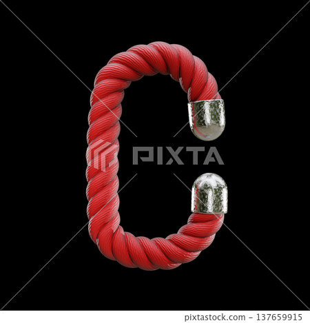 Red rope Font Letter C 3D Red rope Font Letter C 3D 137659915