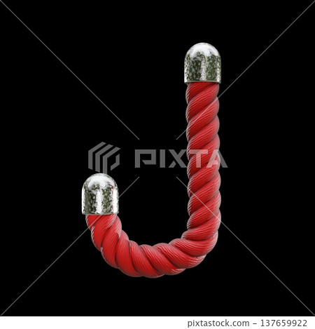 Red rope Font Letter J 3D 137659922