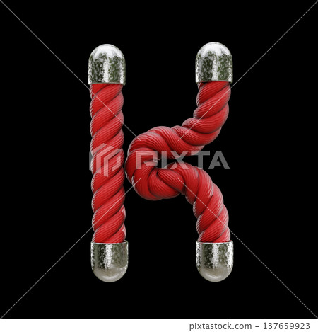 Red rope Font Letter K 3D 137659923