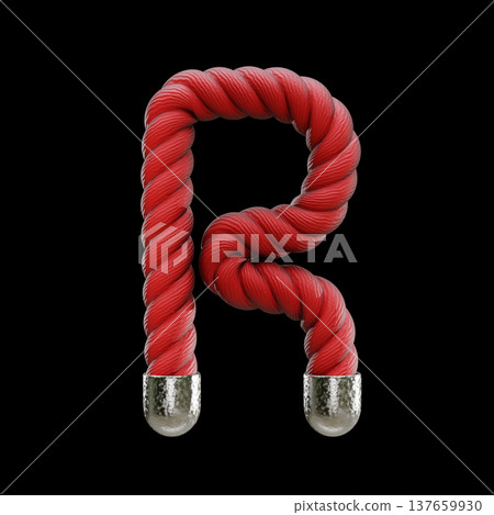 Red rope Font Letter R 3D Red rope Font Letter R 3D 137659930