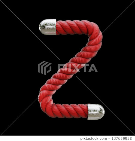 Red rope Font Letter Z 3D 137659938