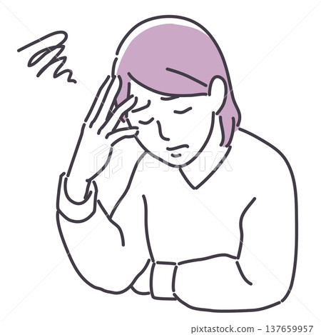 一位表情憂慮的女子（僅一行） 137659957