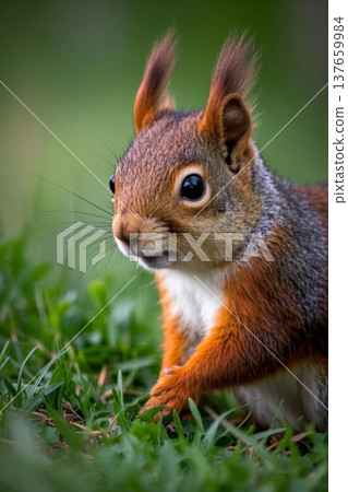 Close-up of a squirrel on the grass Close-up of a squirrel on the grass 137659984