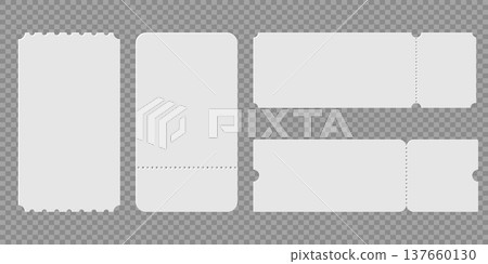 Empty ticket templates collection with perforated borders for concert, cinema or festival passes and lottery cards, ready to use vector shapes Empty ticket templates collection with perforated borders for concert, cinema or festival passes and lottery cards, ready to use vector shapes 137660130