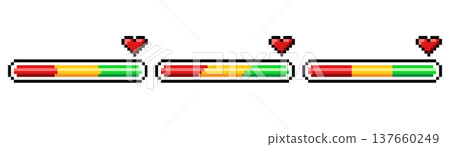 Pixel art 8-bit loading bar concept. Loading or Installing process. Pixel art 8-bit loading bar concept. Loading or Installing process. 137660249