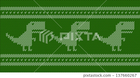 Knitted jacquard pattern dinosaur tyrannosaur  137660267